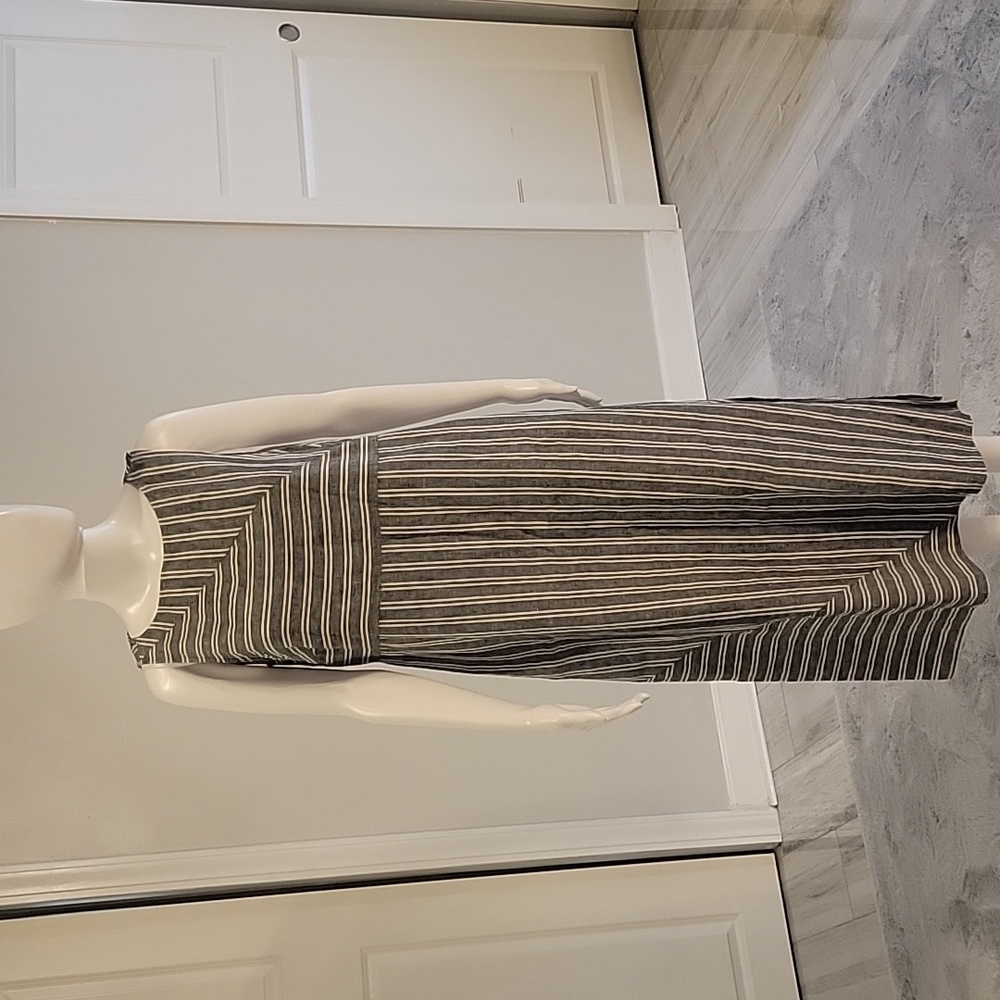 J. Jill Gray and White Asymmetrical Sheath Dress